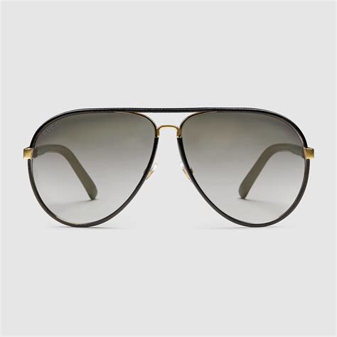 gucci leather wrapped aviator sunglasses|Gucci aviator sunglasses men's.